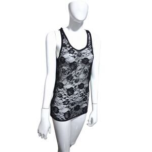 Whimsigoth Witchy Black Lace Floral Women's size Medium Fairygoth Festival Tank